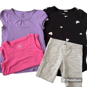 Multi-Brand Girls Short Sleeves & Biker Shorts Bundle Size XS 4/5